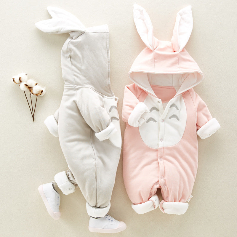 Cotton Baby Bunny Hooded Romper