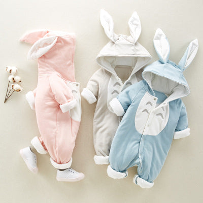Cotton Baby Bunny Hooded Romper