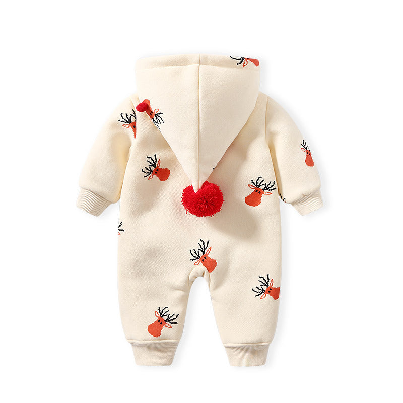 Warm Baby Christmas Moose Romper