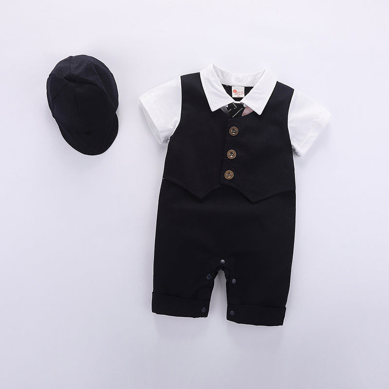 Fashion Baby Suit Short Sleeve Romper British Style