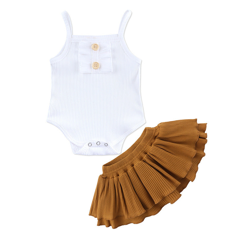 Baby Girl Romper Skirt Set