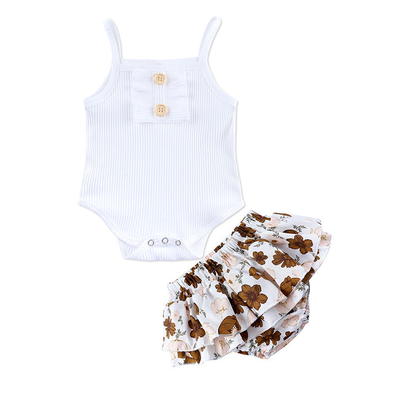 Baby Girl Romper Skirt Set