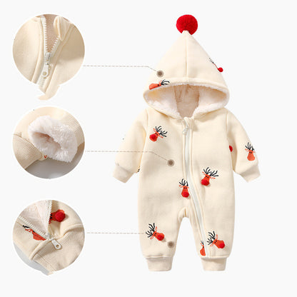 Warm Baby Christmas Moose Romper