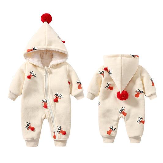 Warm Baby Christmas Moose Romper