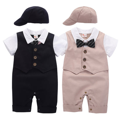 Fashion Baby Suit Short Sleeve Romper British Style