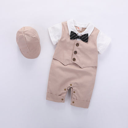 Fashion Baby Suit Short Sleeve Romper British Style