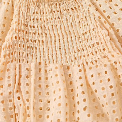 Baby Girl Cotton Mesh Smocking Long Sleeve